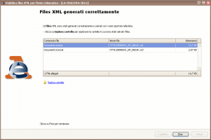 Pubblica files XML - Risultato